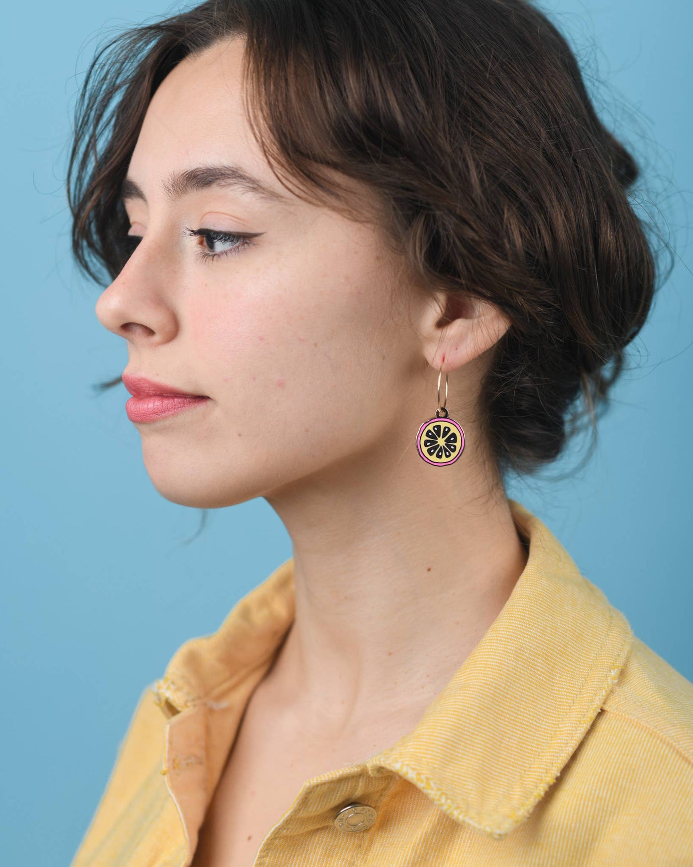 Gold Filled Pink Lemonade Hoop Earrings