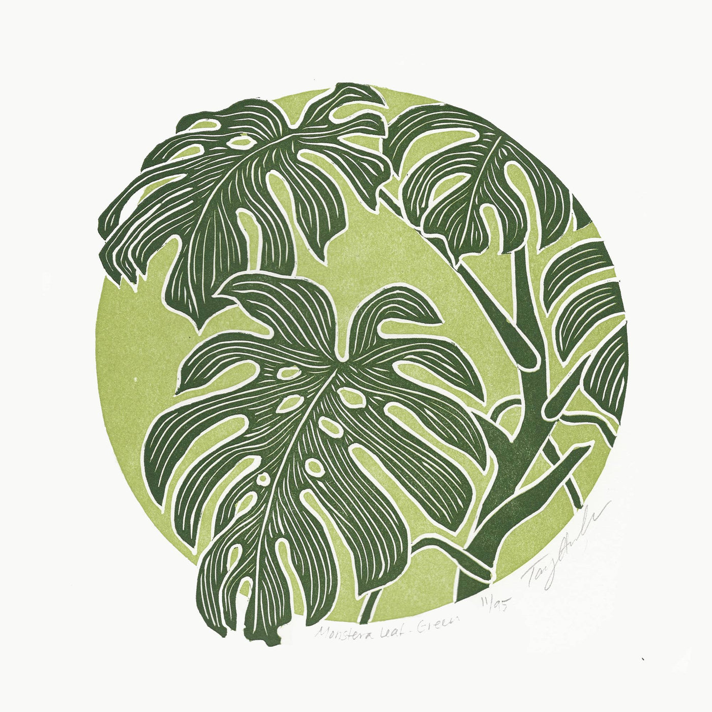 Monstera Leaf - Green Blockprint