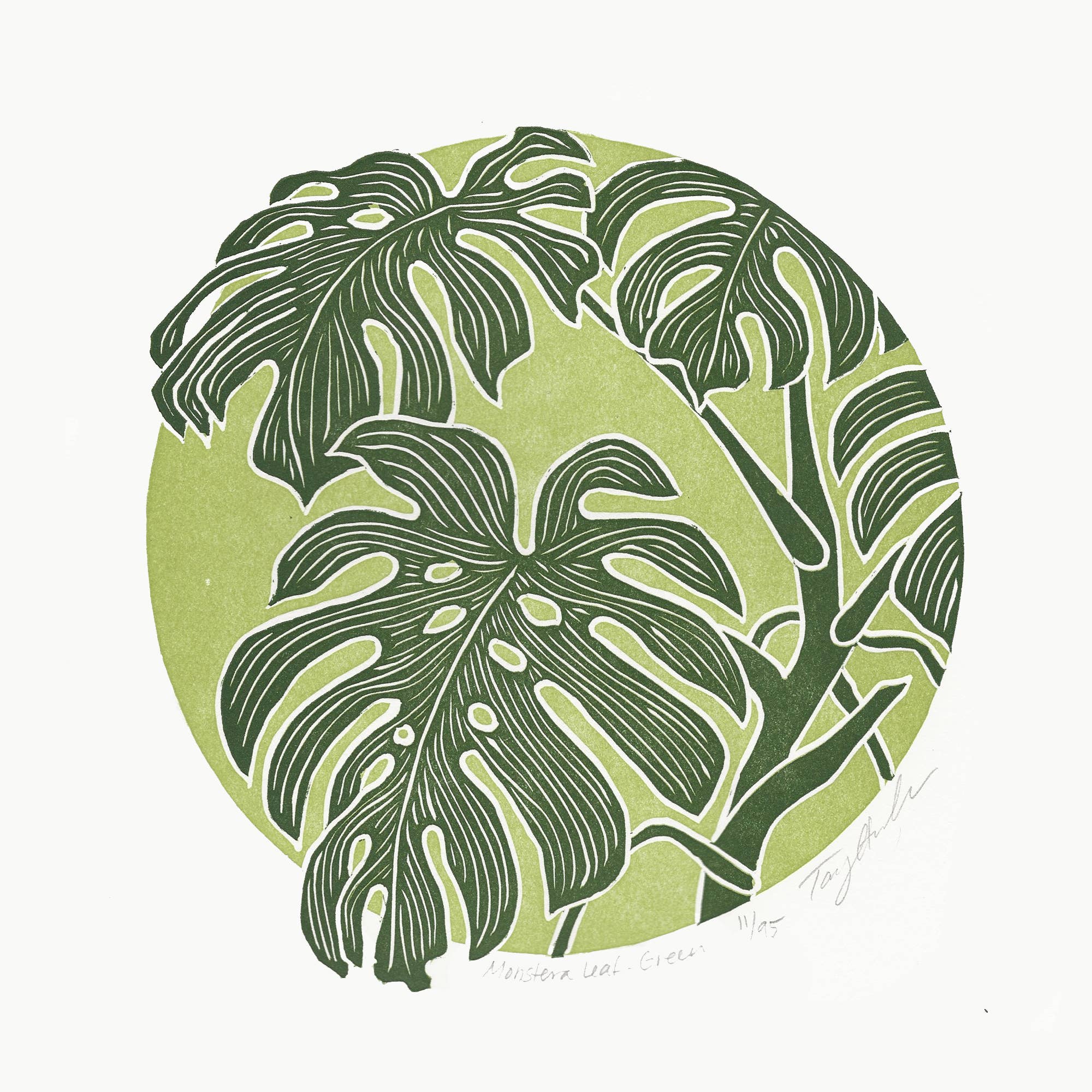 Monstera Leaf - Green Blockprint