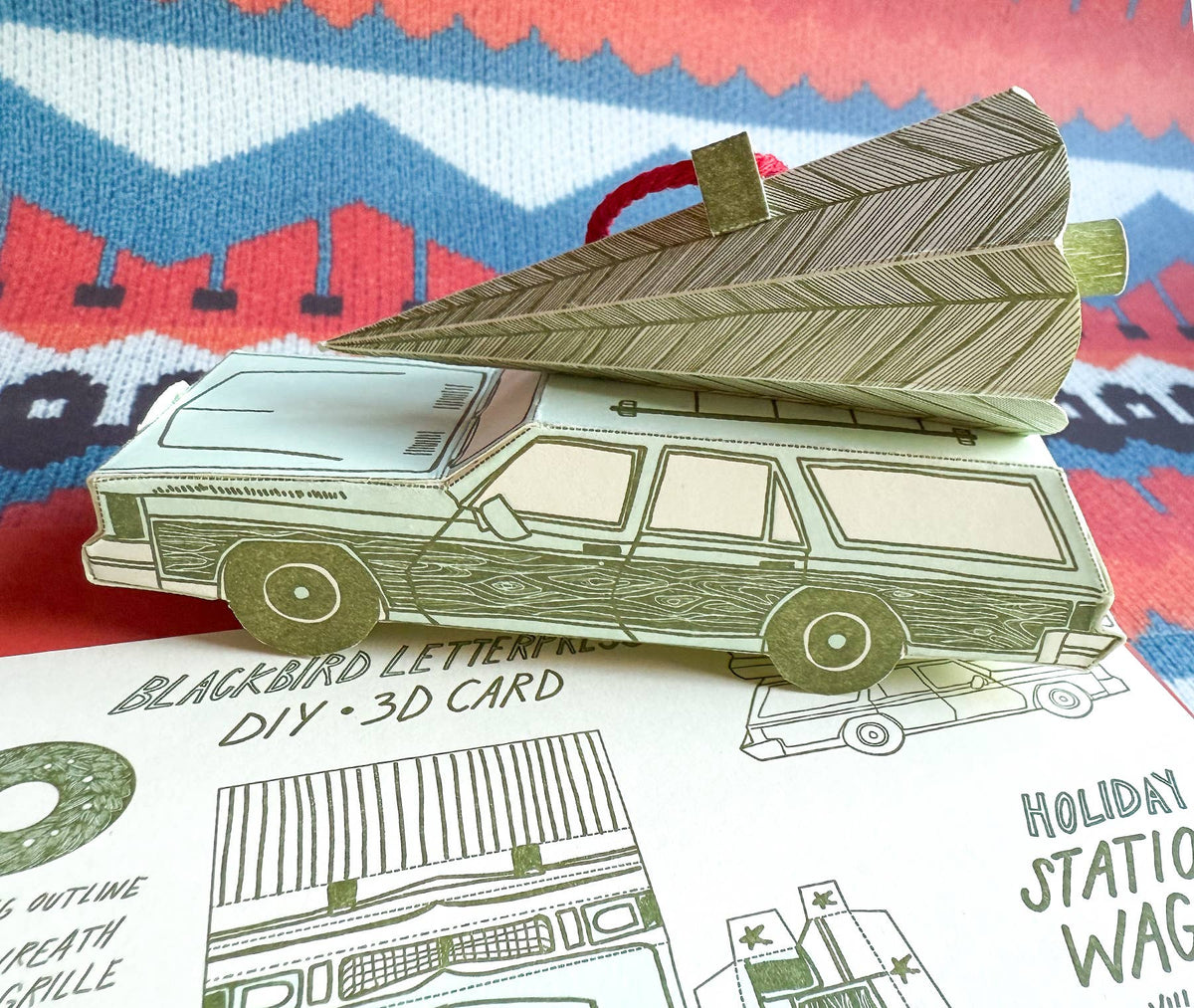 Holiday Station Wagon & Xmas Tree 3D Card