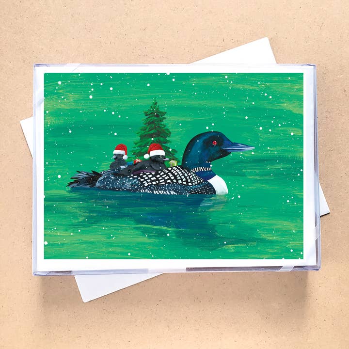 Loon Family Boxed Holiday Cards