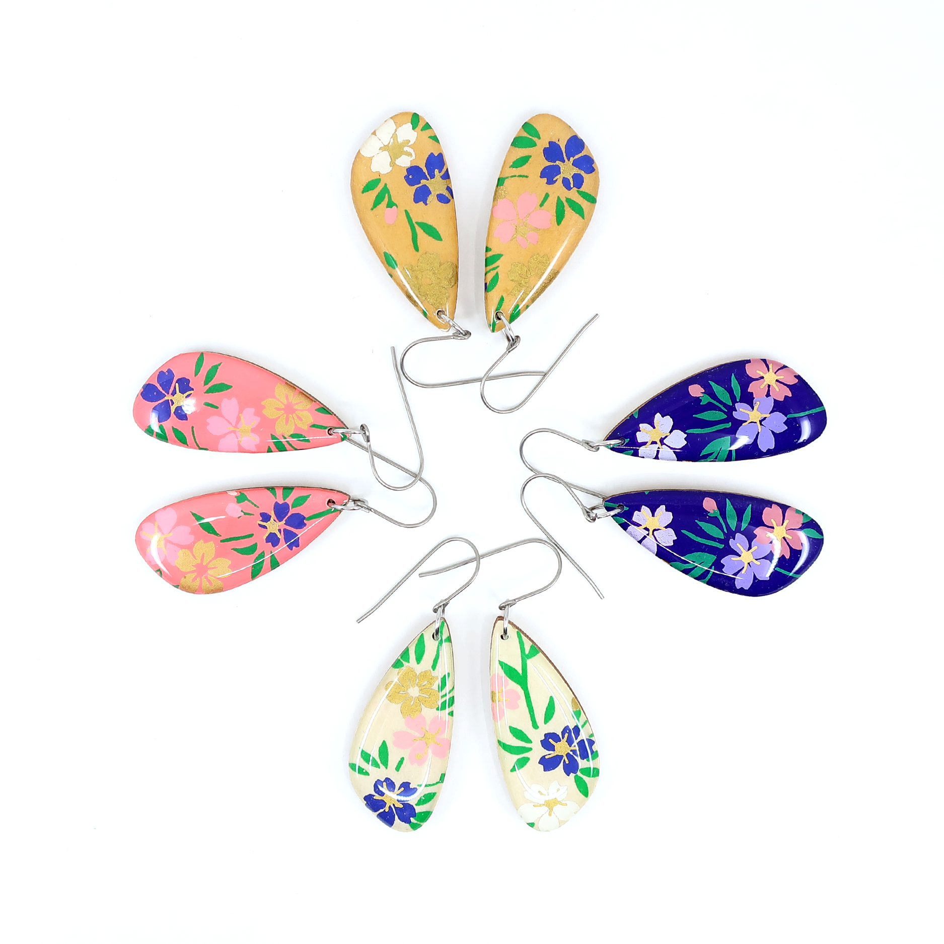 Floral Vintage Japanese Chiyogami earrings
