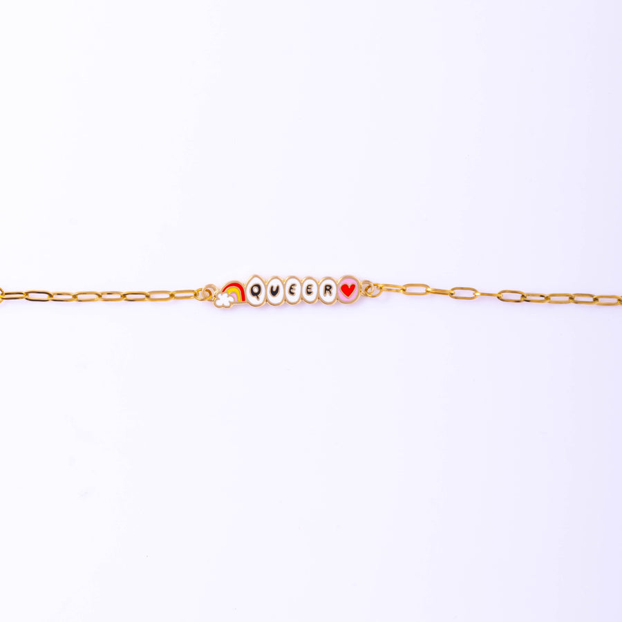 Queer Bracelet - 18k Gold Gilt Enamel LGBTQIA Jewelry