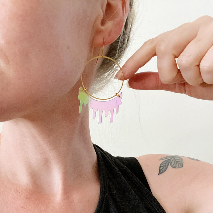 Slime Hoop Earrings: Iridescent