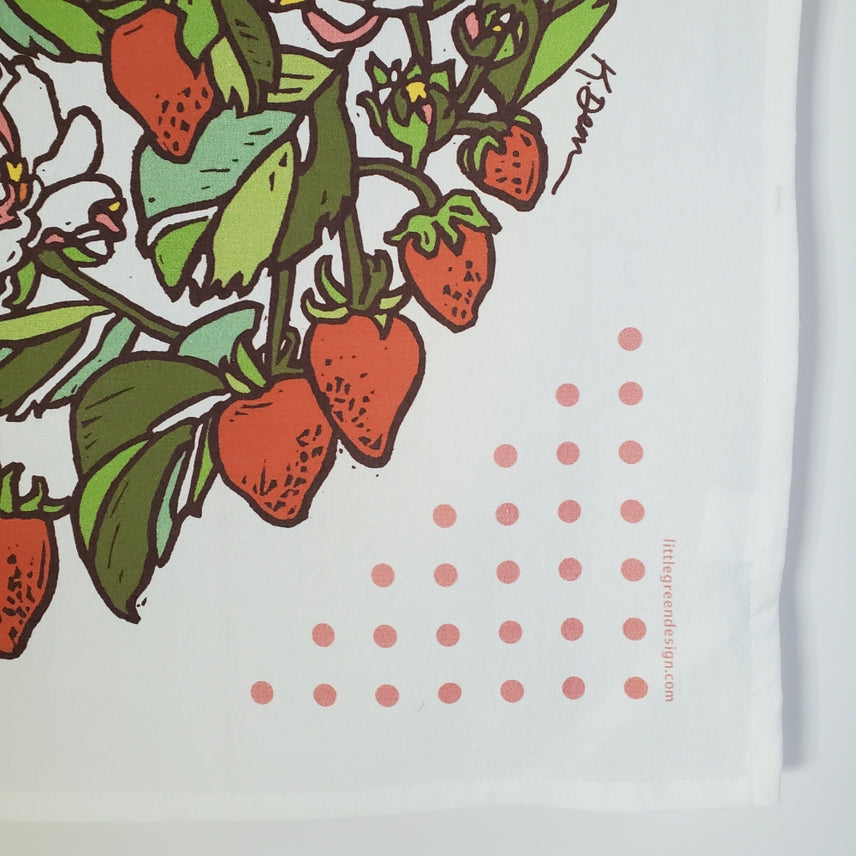 Strawberry 100% Cotton Flour Sack Kitchen Towel, 24" x 24"