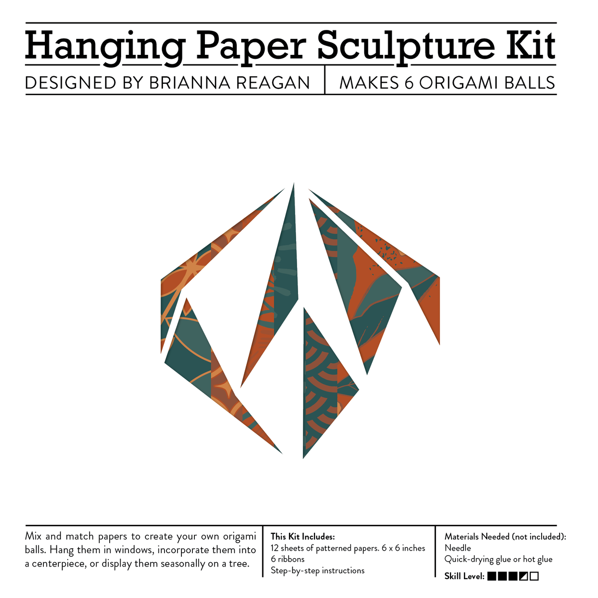 Paper Ornament Craft Kit / Teal & Copper