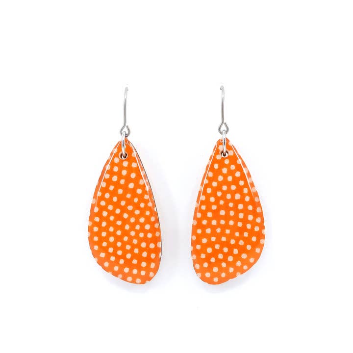 Polka Dot Japanese Chiyogami Wooden Earrings