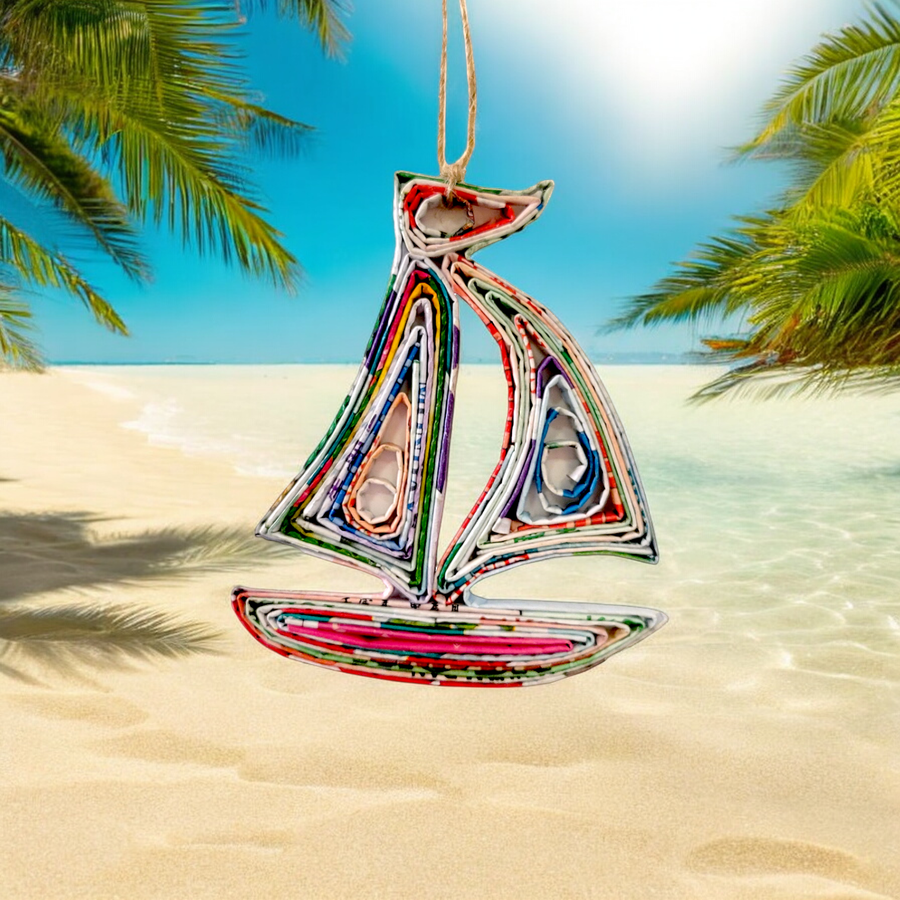 Sailboat Ornament - Recycled Paper