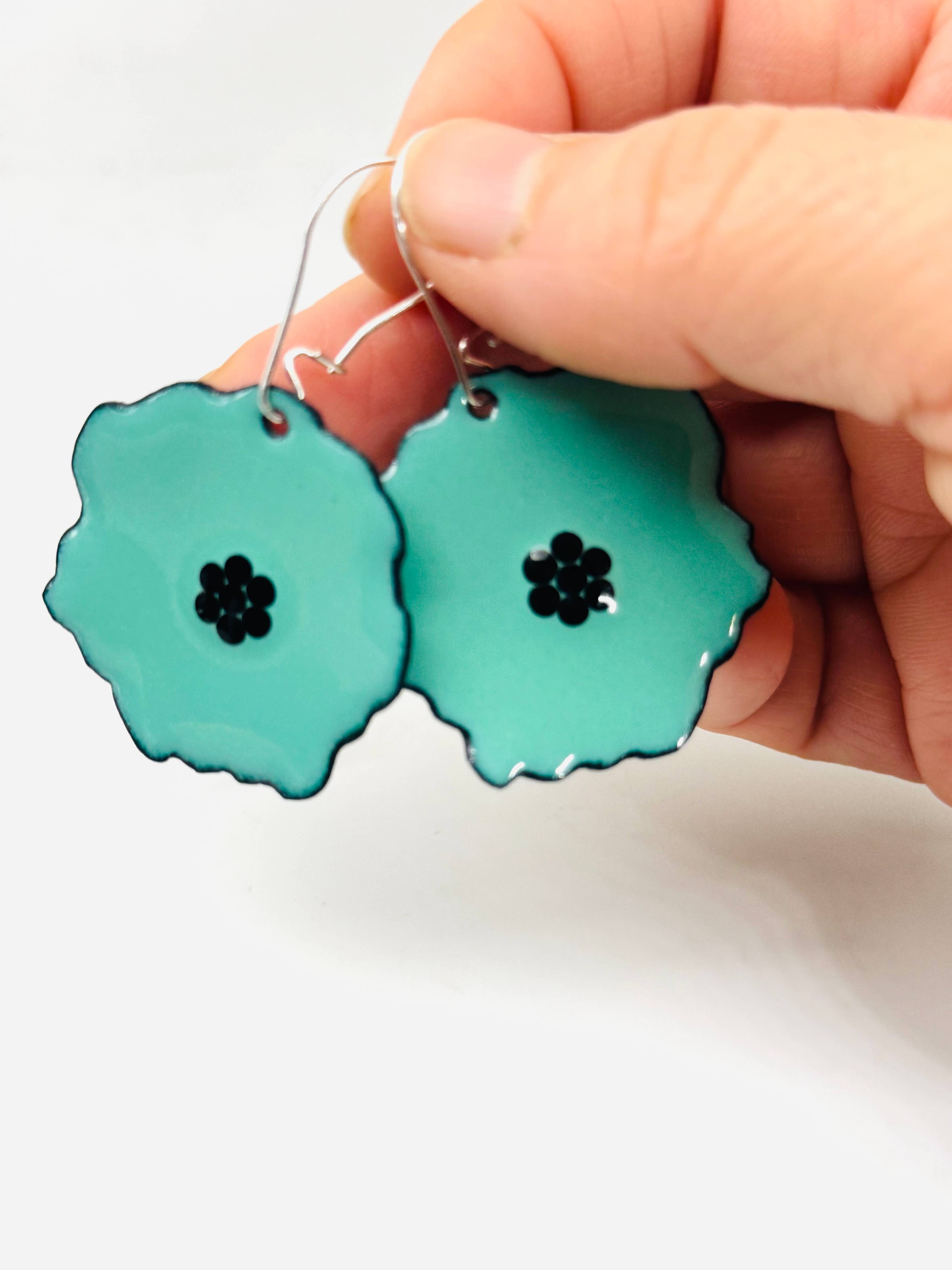 Mint Green Poppy Earrings