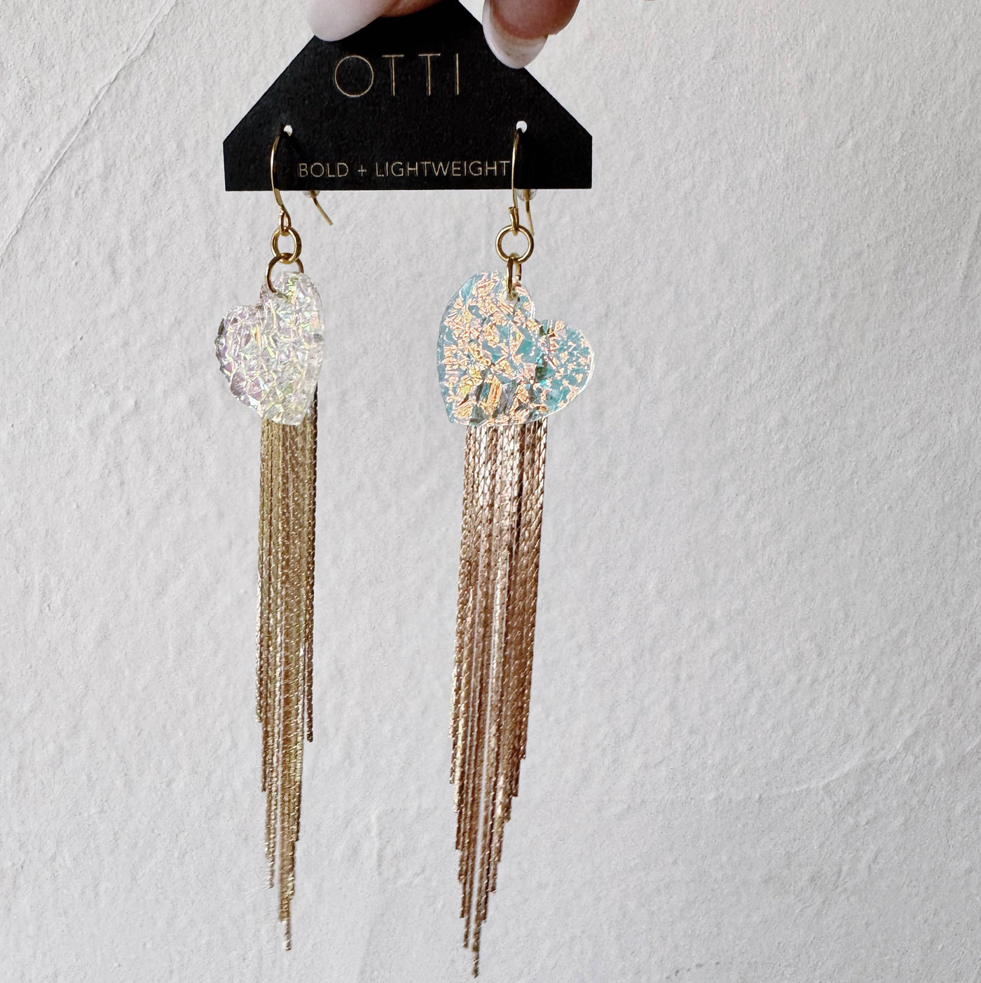 18K Gold Glamour Fringe earring: Textured Iridescent