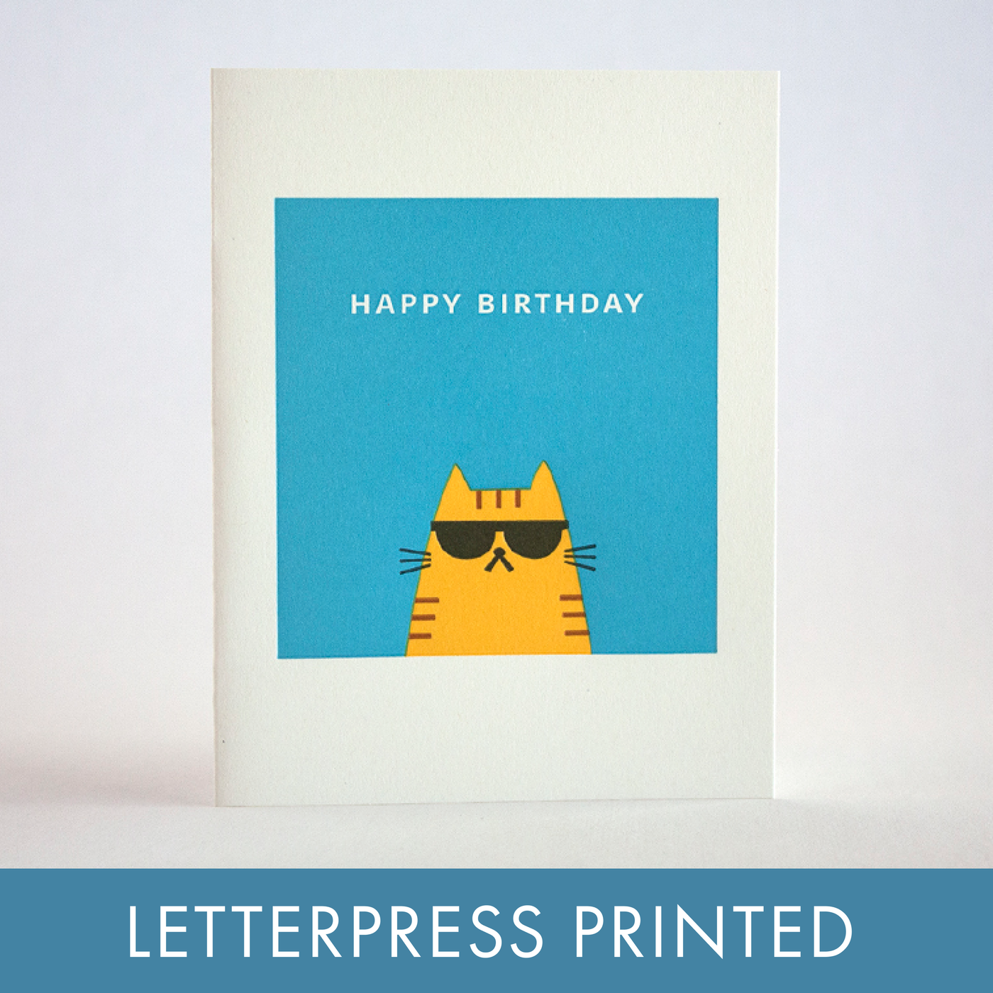 Cool Cat Birthday Letterpress Greeting Card by Fugu Fugu
