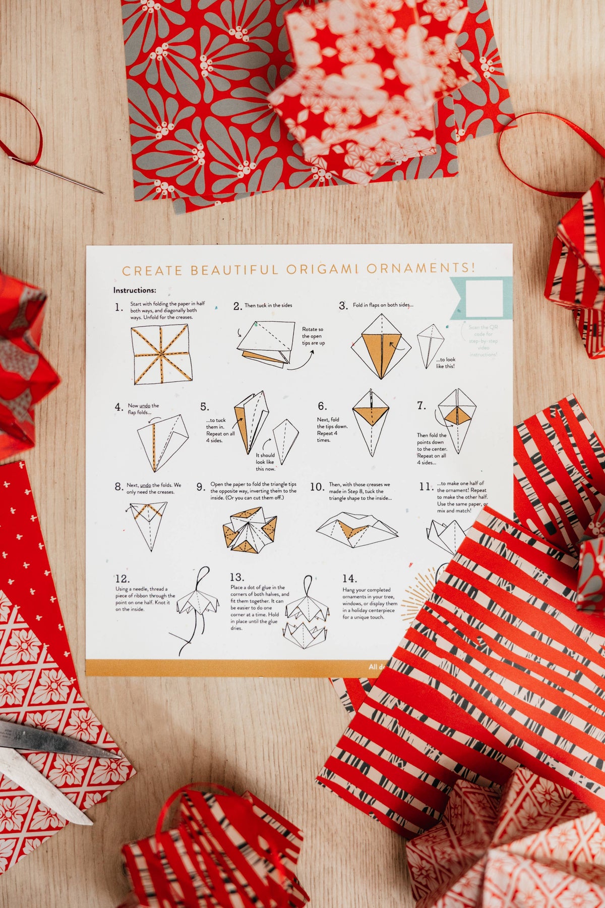 Paper Ornament Craft Kit / Red