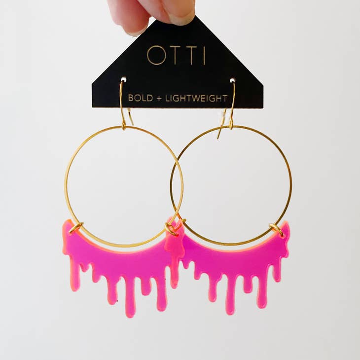 Slime Hoop Earrings: Fluorescent Pink