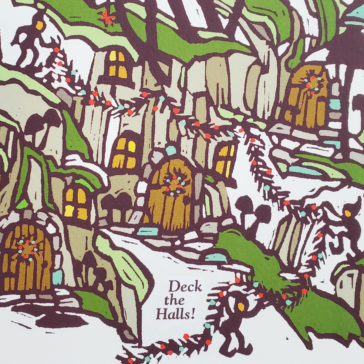 Set of 8 Deck the Halls Mushroom Holiday Greeting Cards