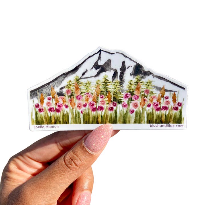 Autumn Mount Rainier Watercolor Design Vinyl Sticker