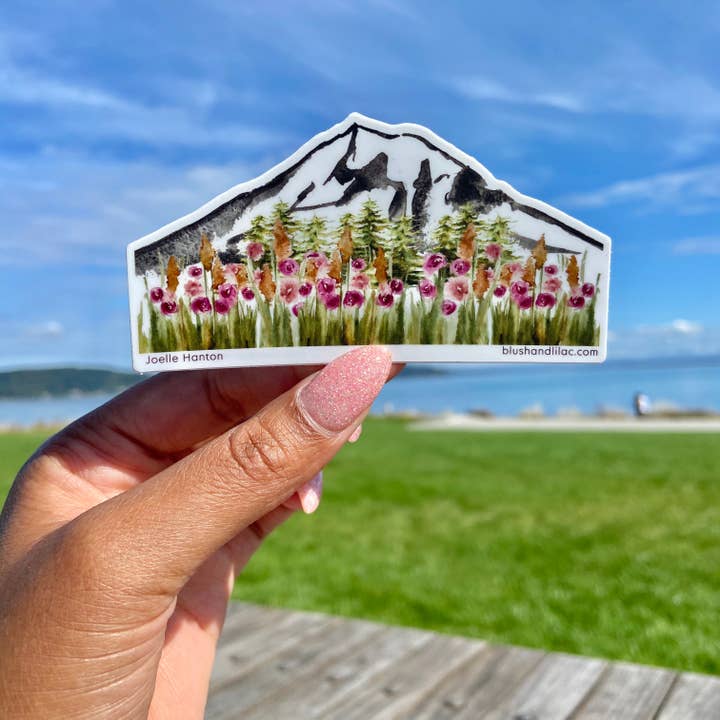 Autumn Mount Rainier Watercolor Design Vinyl Sticker