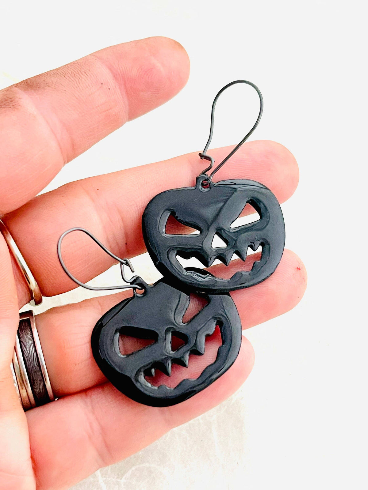 Enamel Jack-O-Lantern Sterling Silver Earrings