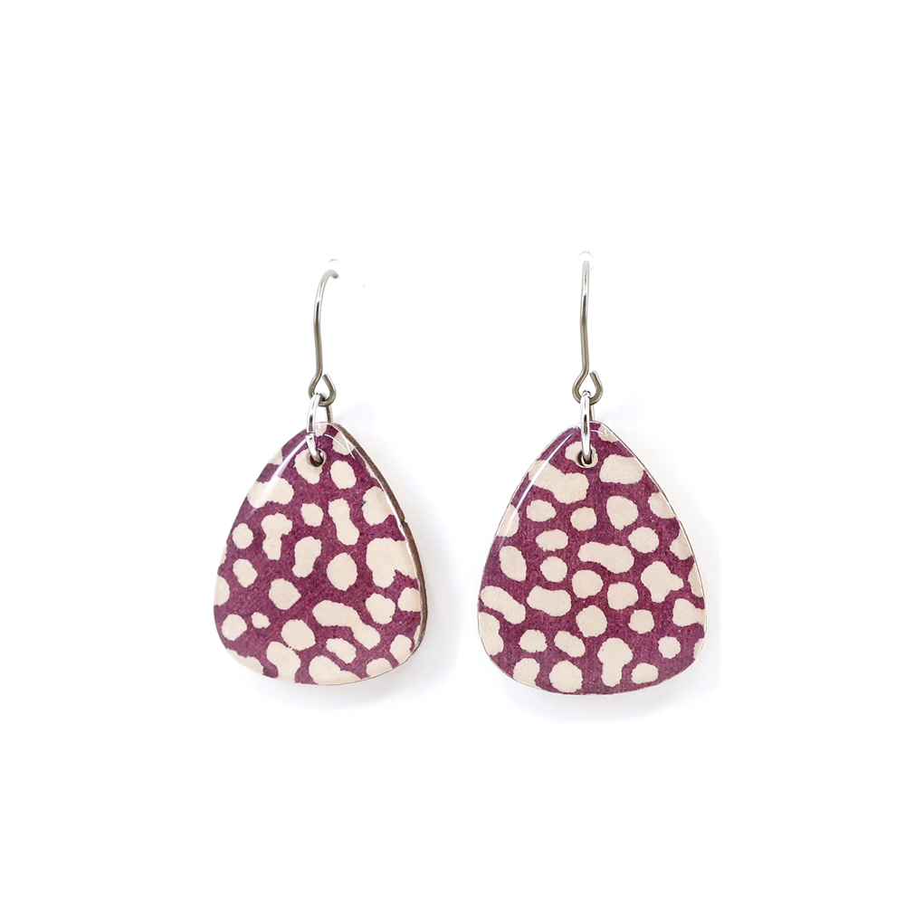 Purple/White Triangle Geometric Titanium Japanese Earrings