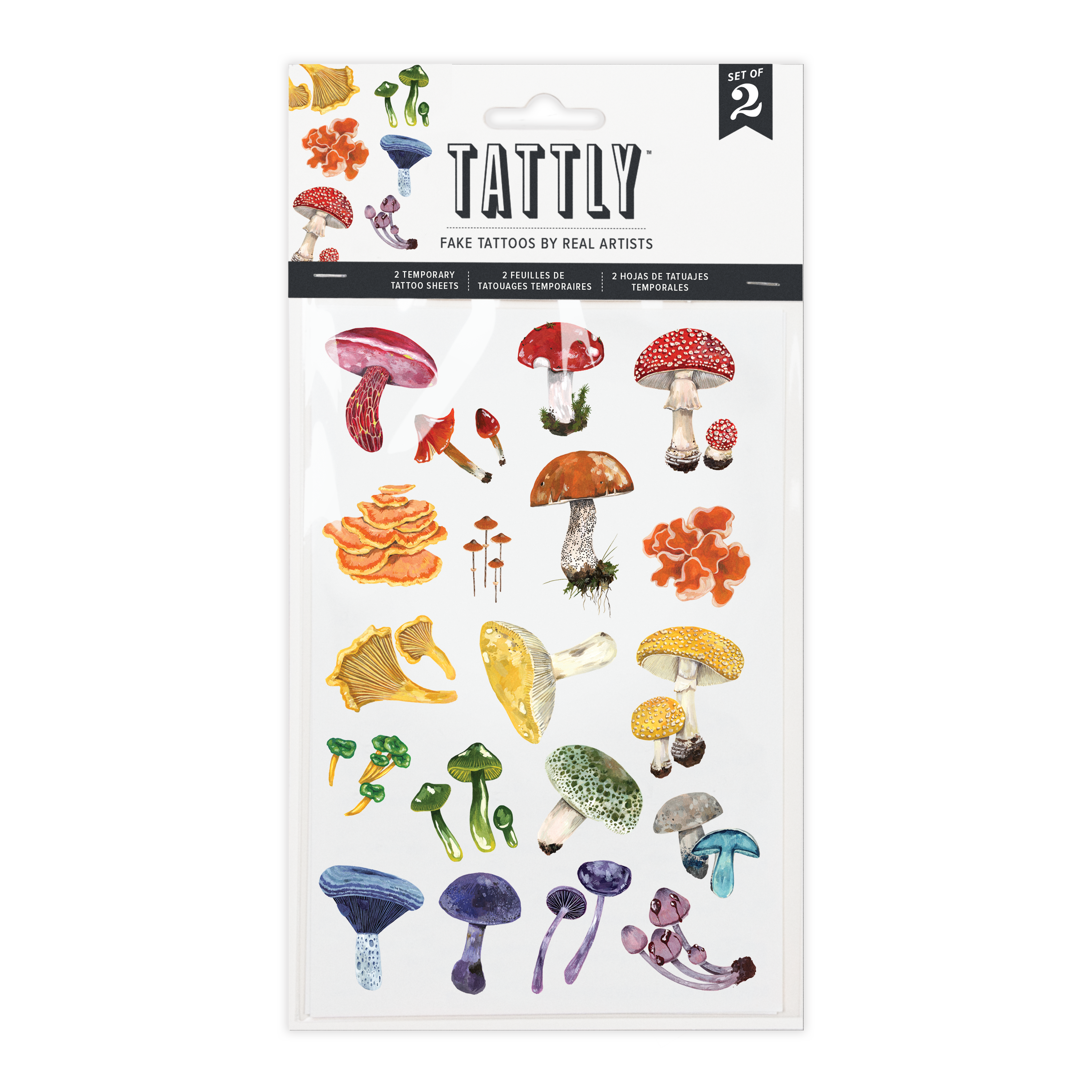 Colorful Mushrooms Tattoo Sheets