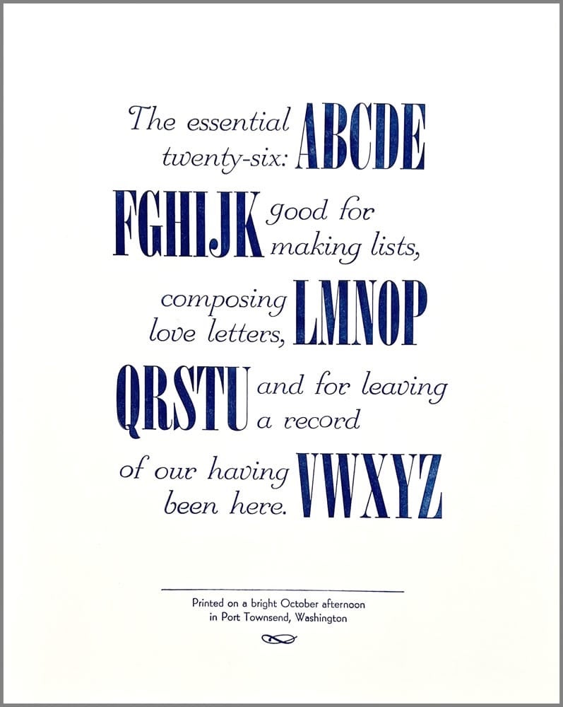 The Essential Twenty-Six Print by Ellie Matthews
