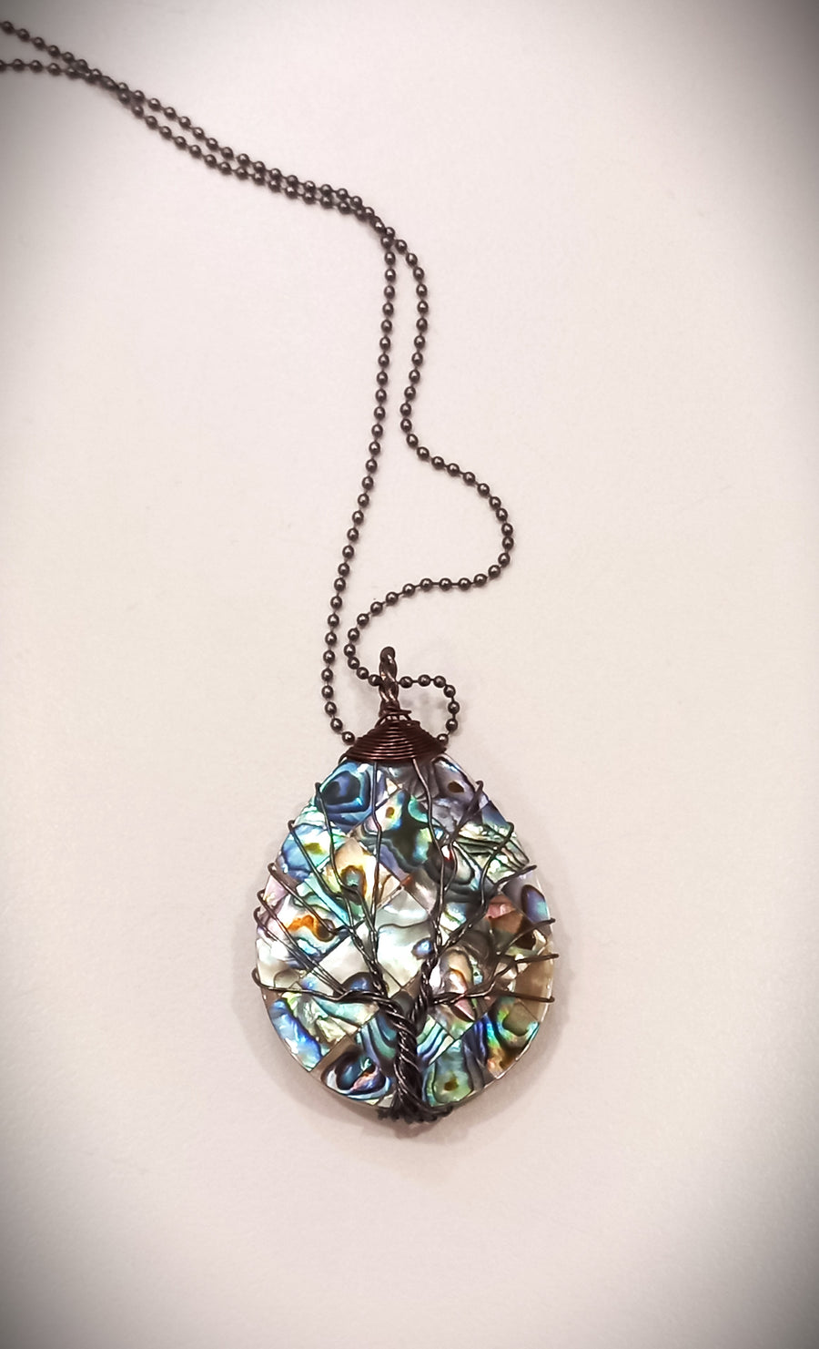 Abalone and Mother of Pearl Wire Wrapped Necklace by Jo Citlali