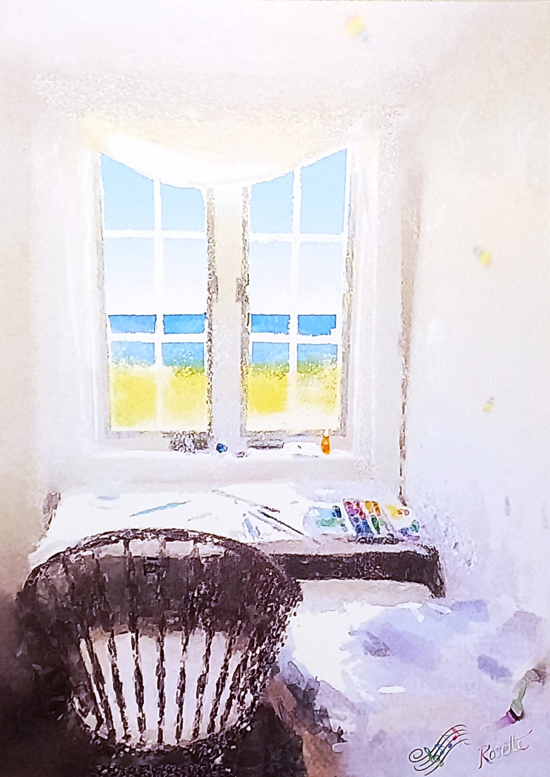 Art Desk With Prisms 5x7 Print by Rosette Gault