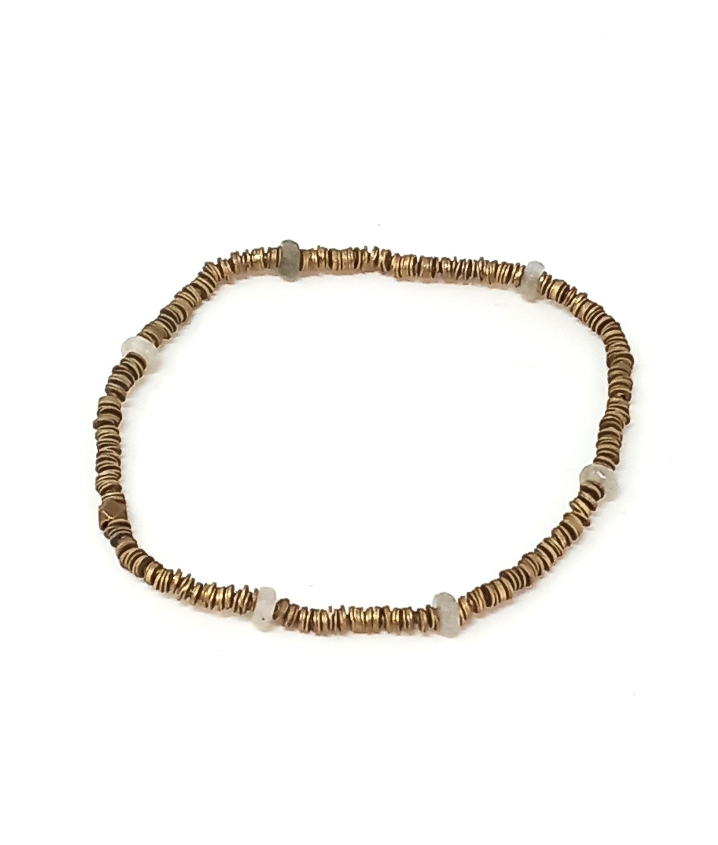 B304 Brass Record Bead and Labradorite Bracelet