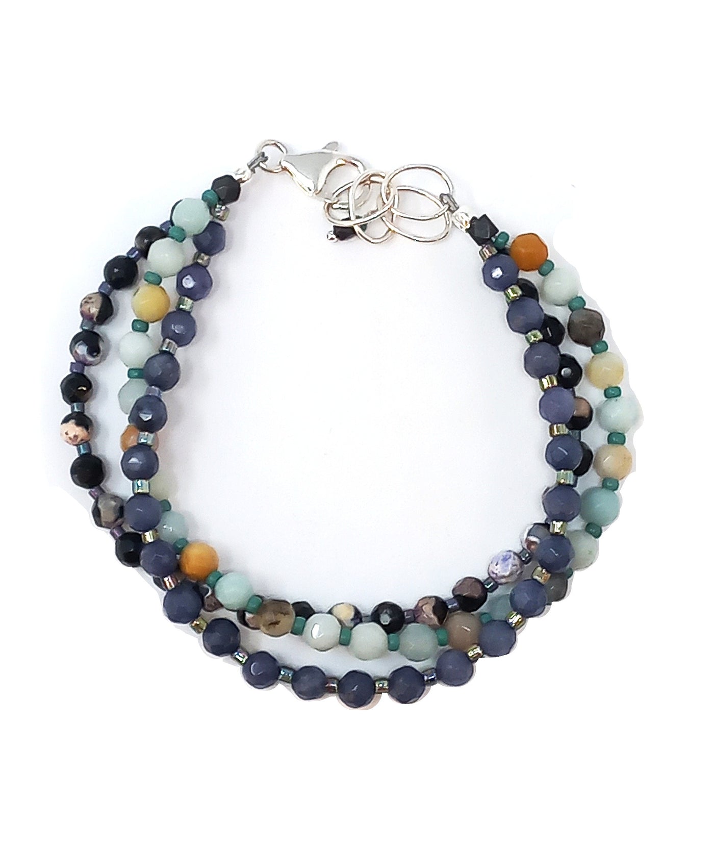 B315 Multistrand Faceted Blue Stone Bracelet
