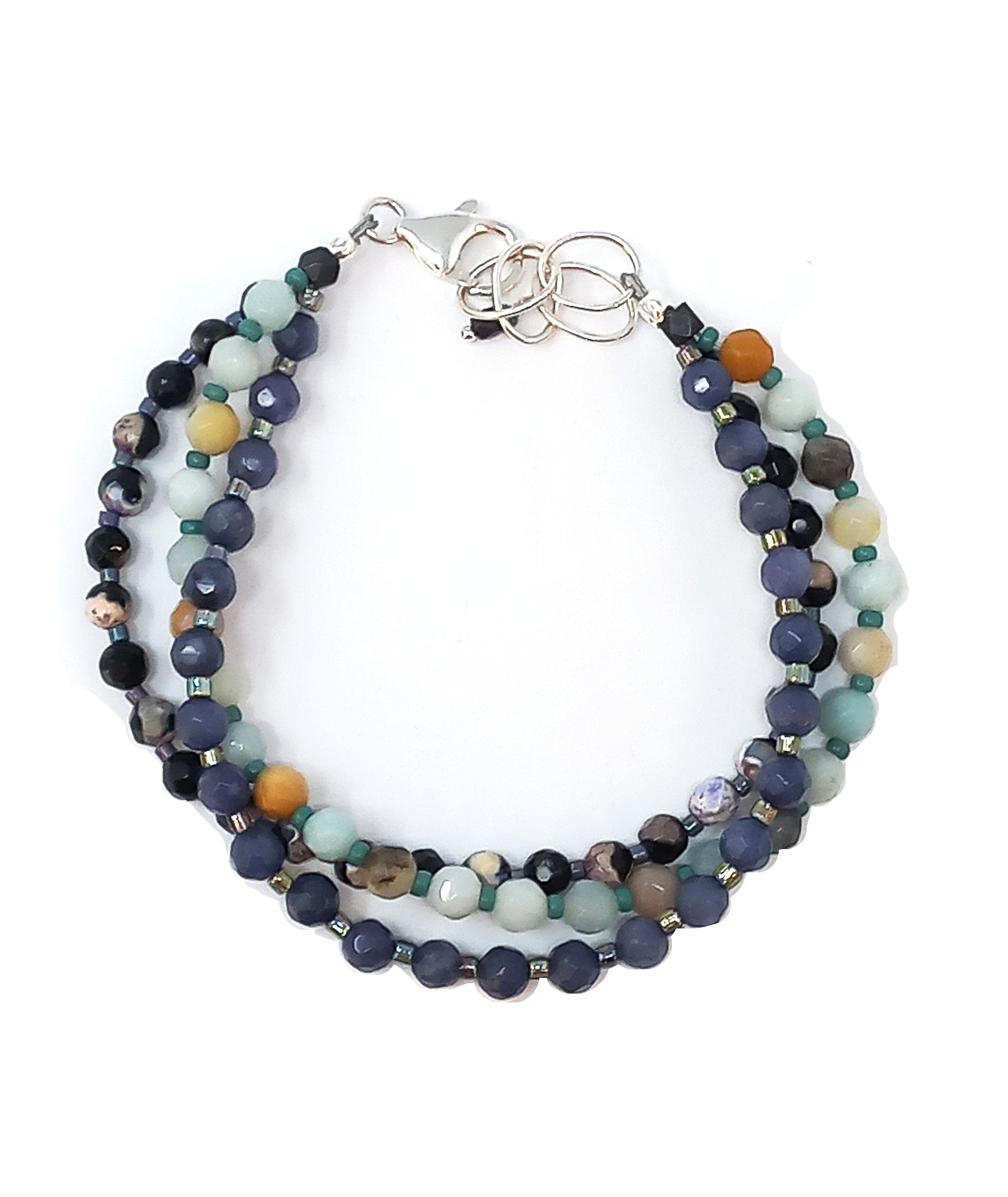B315 Multistrand Faceted Blue Stone Bracelet