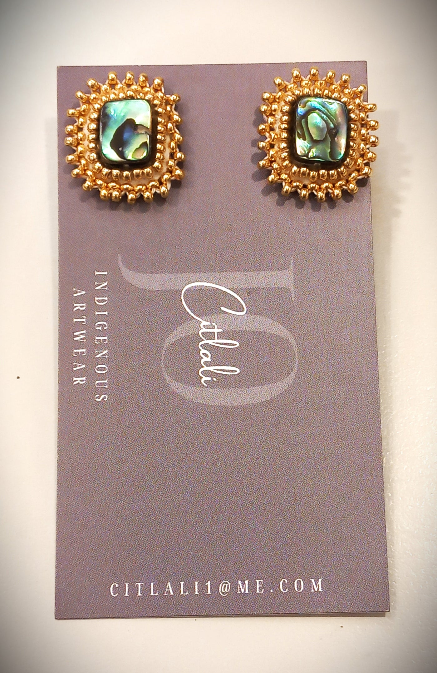 Beaded Abalone Stud Earrings by Jo Citlali