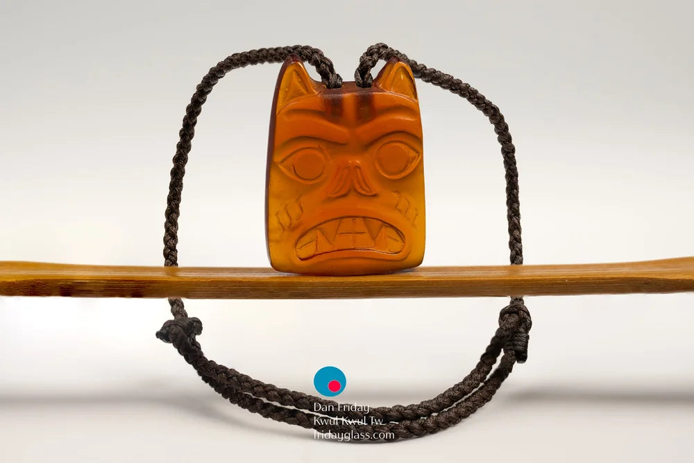 Orange Bear Necklace by Dan Friday