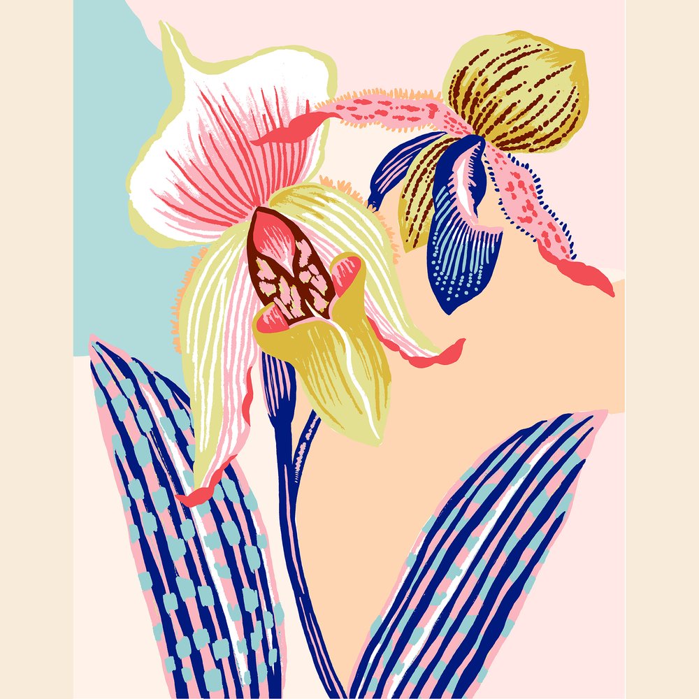 Colorblock Orchid Print by Sarah Gordon