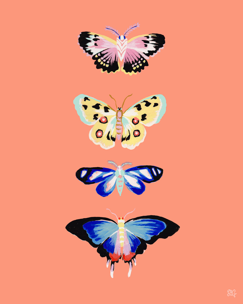 Coral Butterflies Print by Sarah Gordon