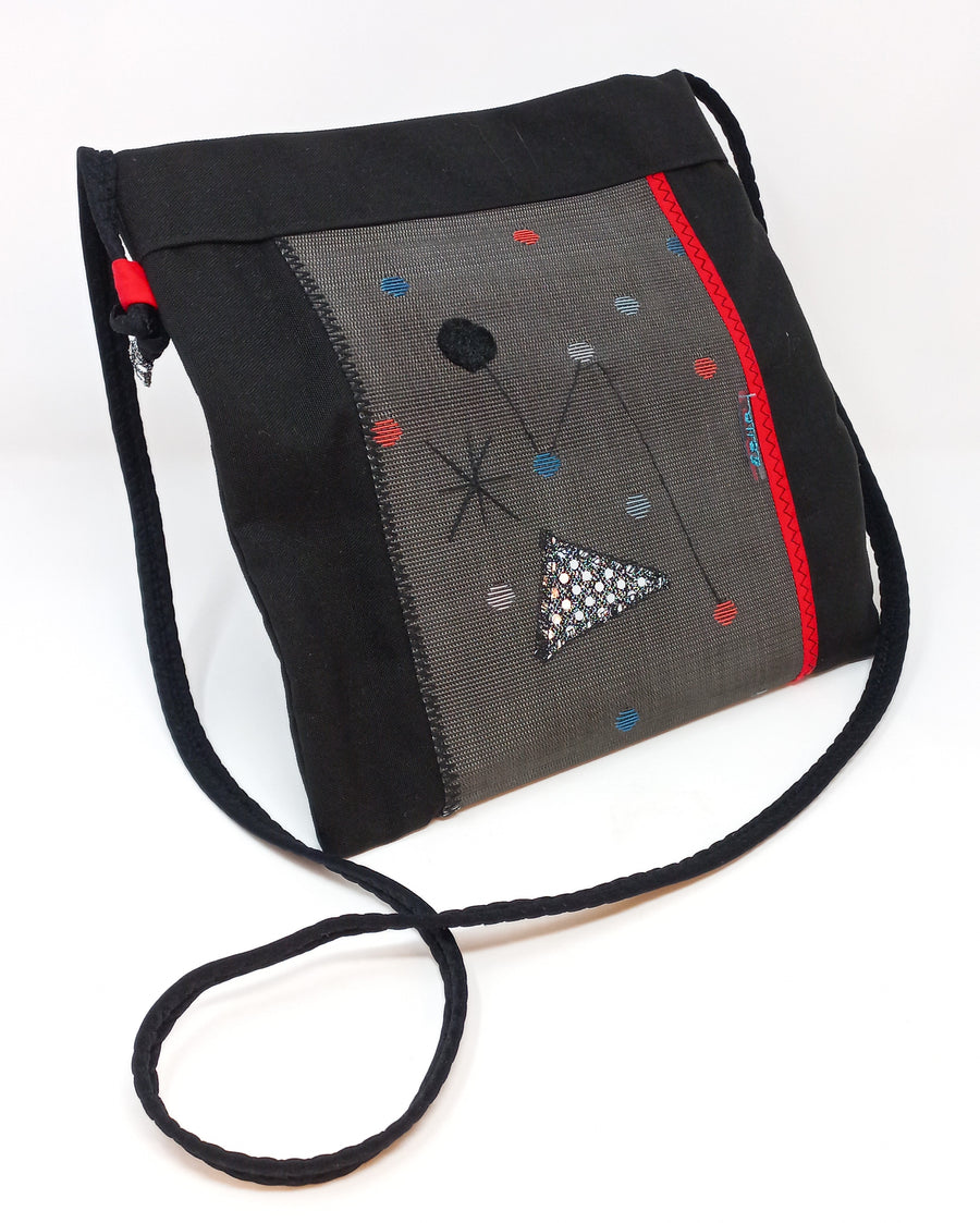 Black Patterned Cross-Body Bag by Bella Kim