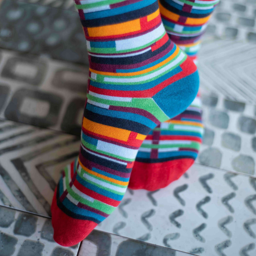 Glitch Stripes Art Socks