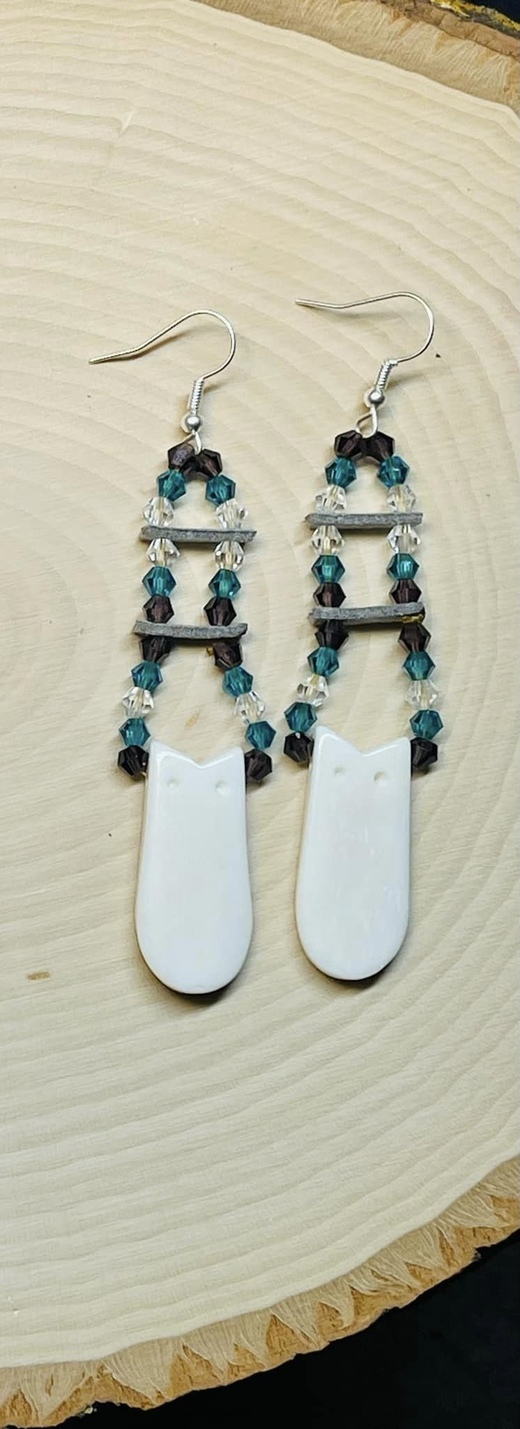 Large Deer Bone Earrings by Jo Citlali