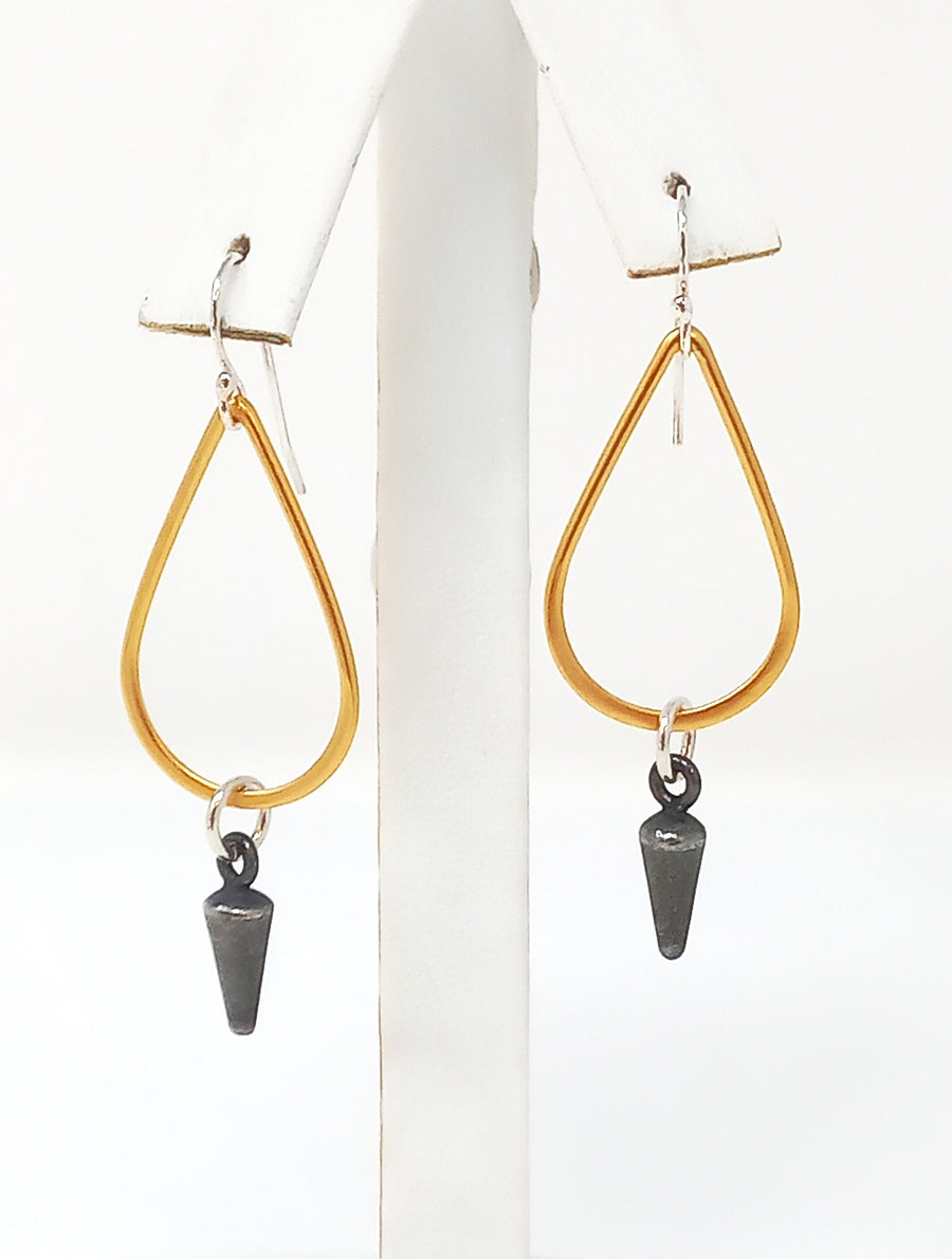 E115 Small Vermeil Ring with Silver Ball Earrings