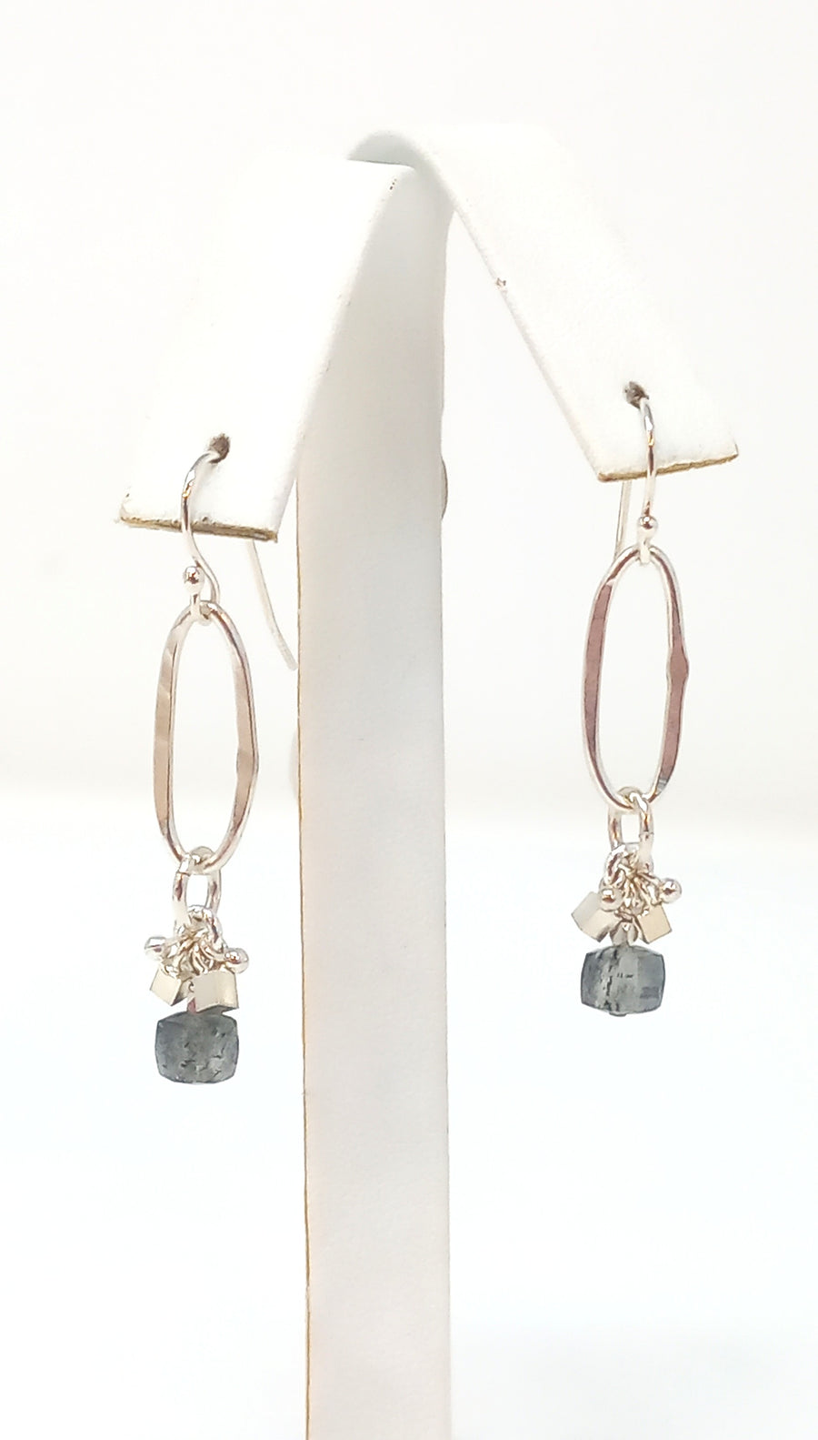 E120 Black Quartz Cube Earrings