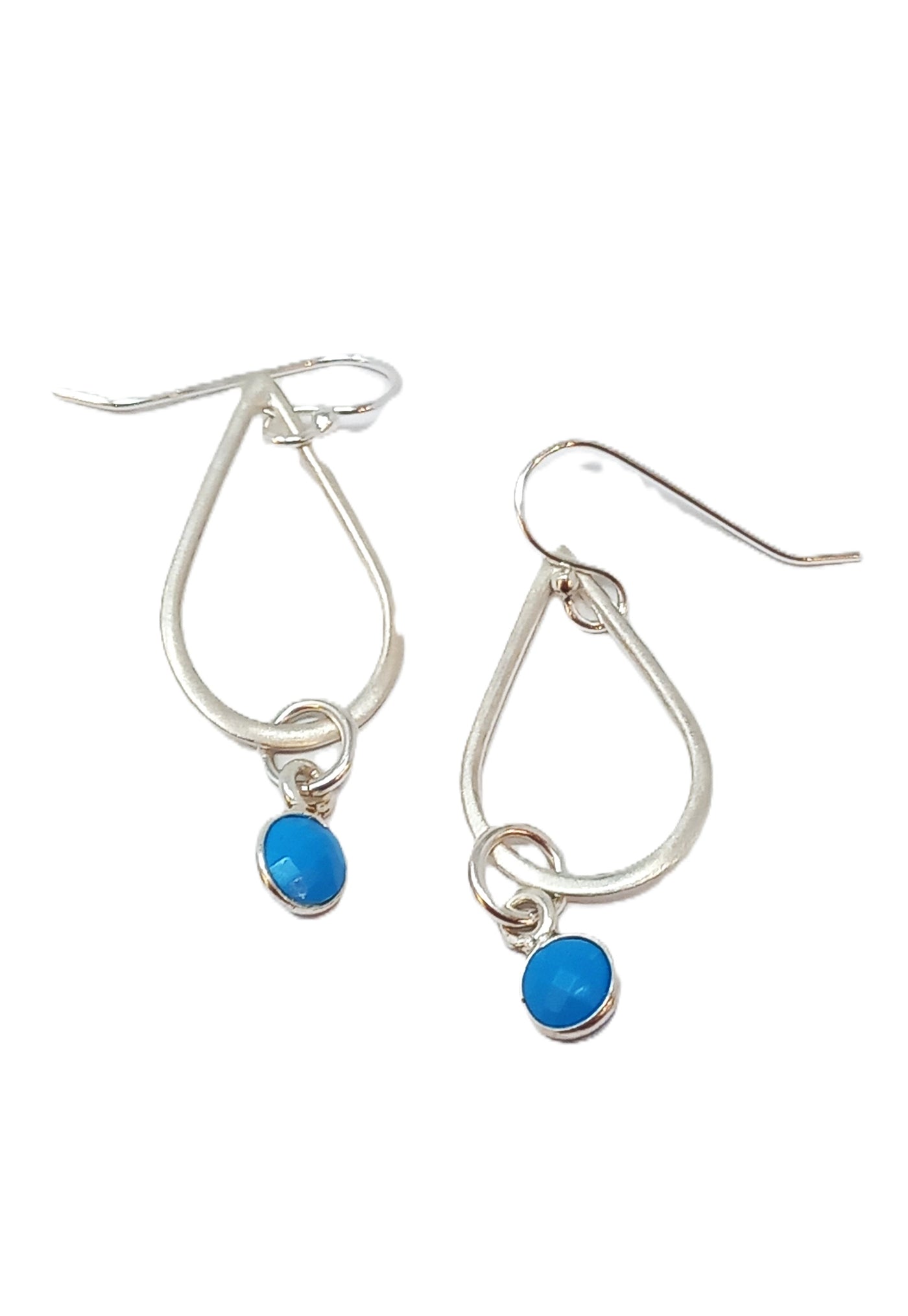 E124 Small Teardrop & Turquoise Charm Earrings