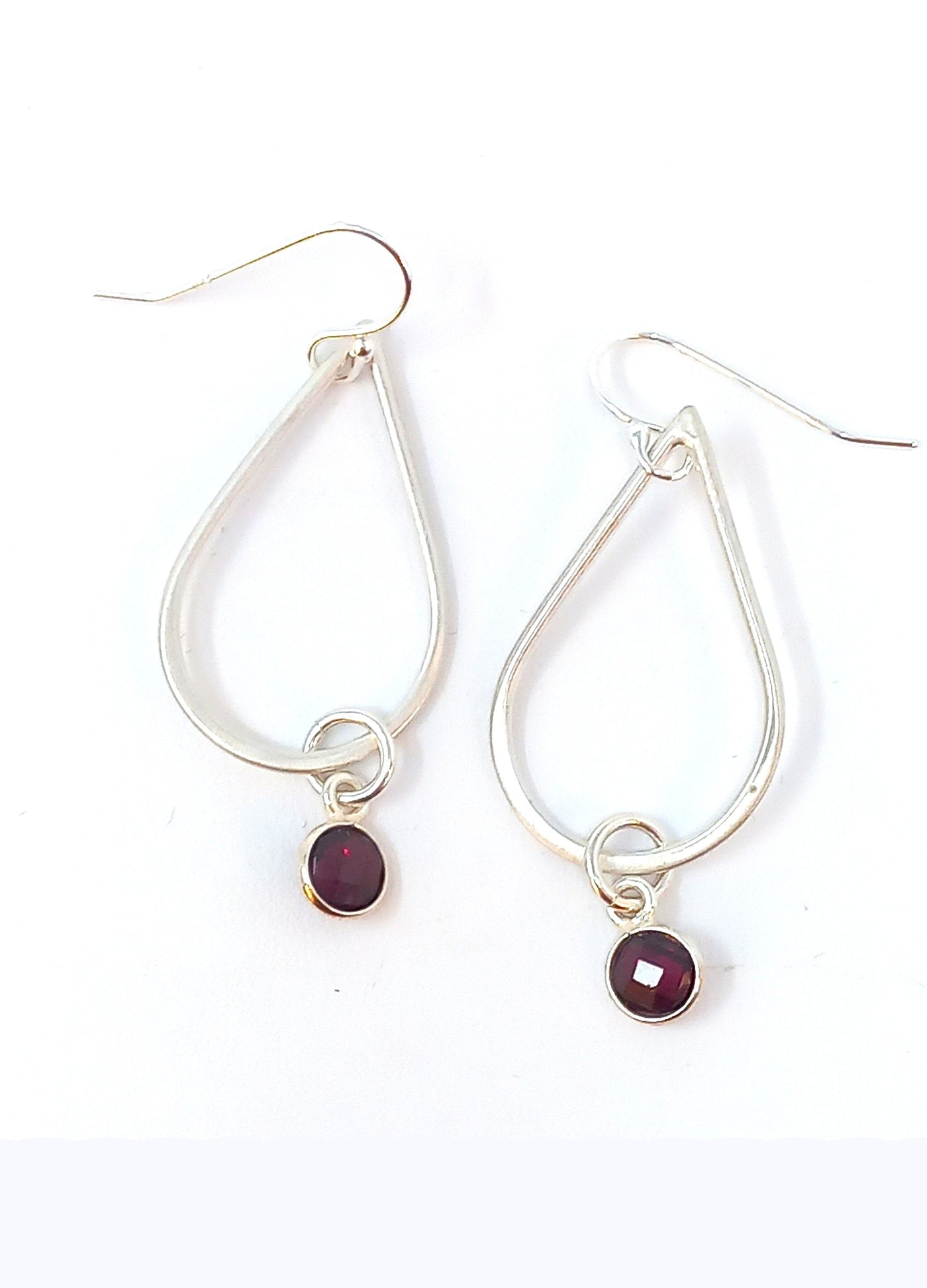 E125 Medium Teardrop & Garnet Charm Earrings