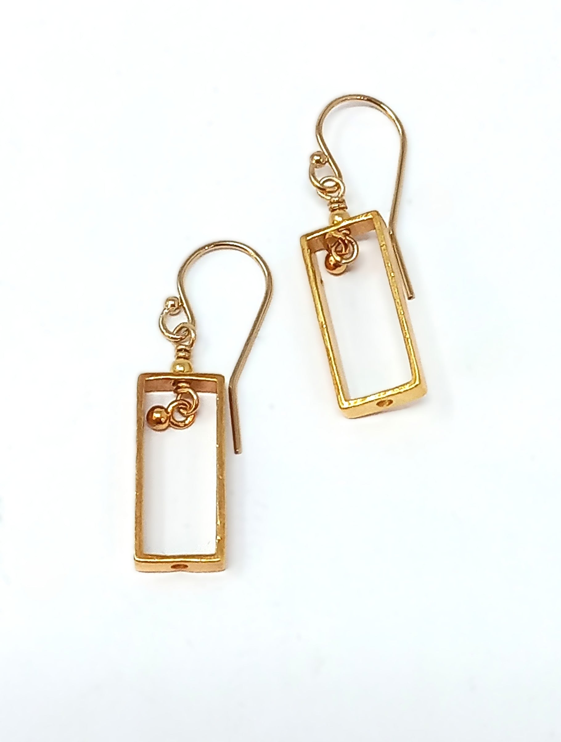 E133 Vermeil Rectangle Frame Earrings
