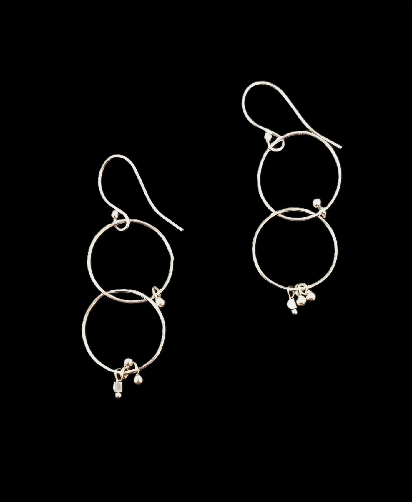 E140 Double Sterling Silver Hoops & Balls Earrings
