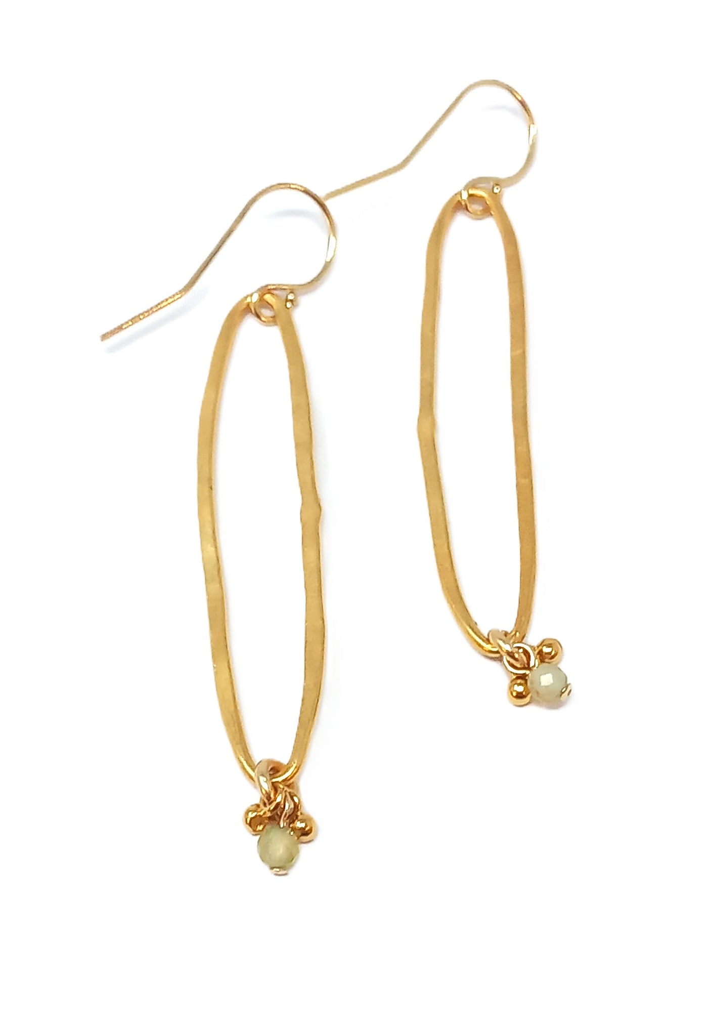 E142 Large Vermeil Paperclip & Balls & Quartz Earrings