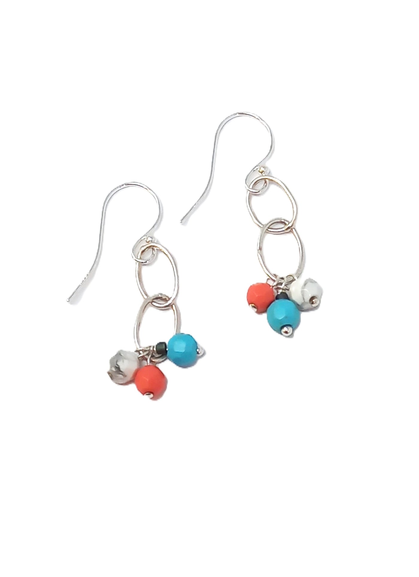E148 Turquoise Assorted Faceted Stone Earrings