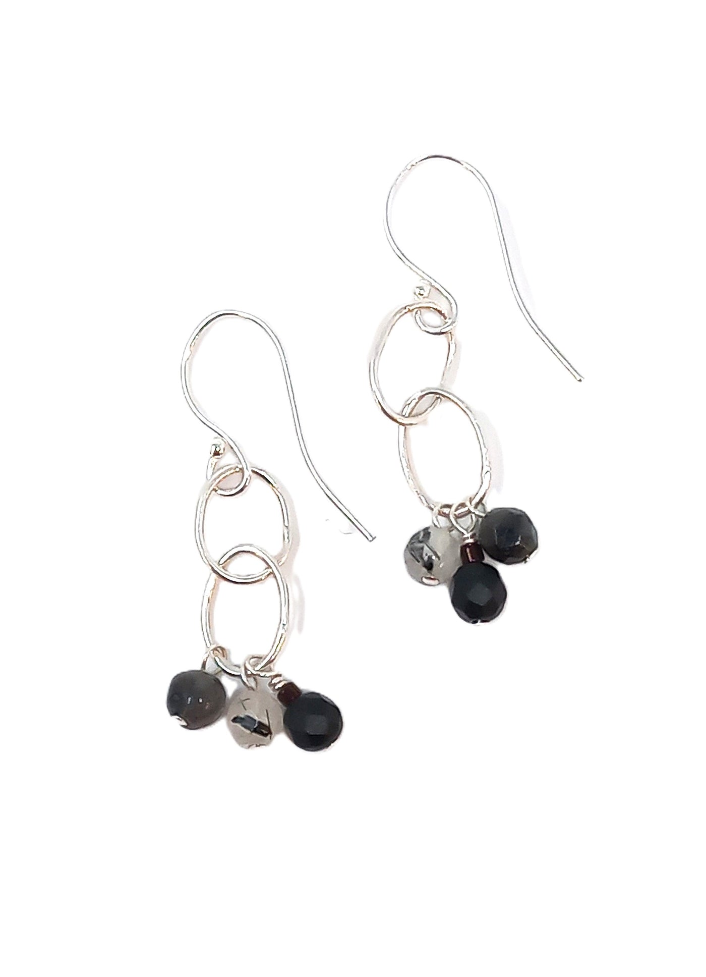 E150 Black Assorted Faceted Stone Earrings