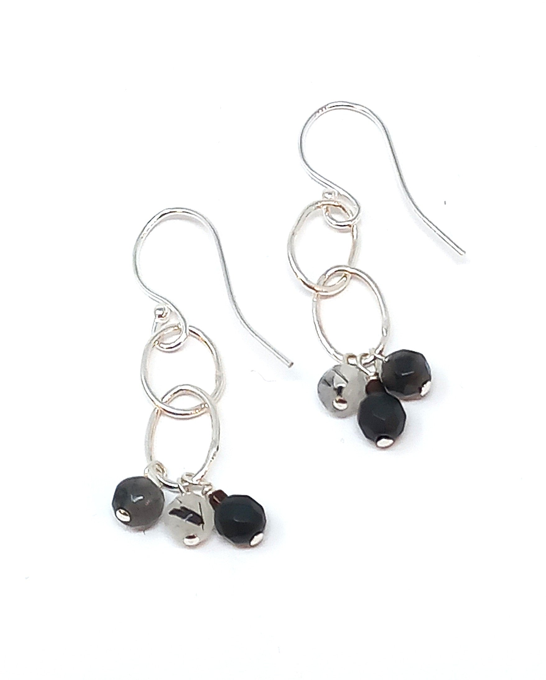 E150 Black Assorted Faceted Stone Earrings