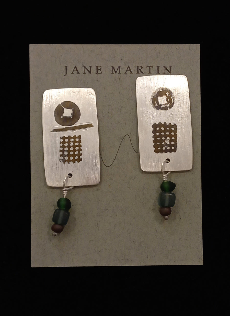 Silver Rectangle Post Earrings (EFK-122) by Jane Martin