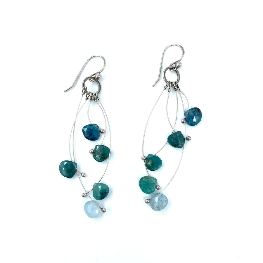 Tickle Multi Short - Aqua Quartz Earrings by Zuzko