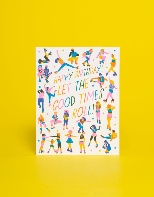 Roller Skaters Birthday Letterpress Greeting Card by Hello!Lucky
