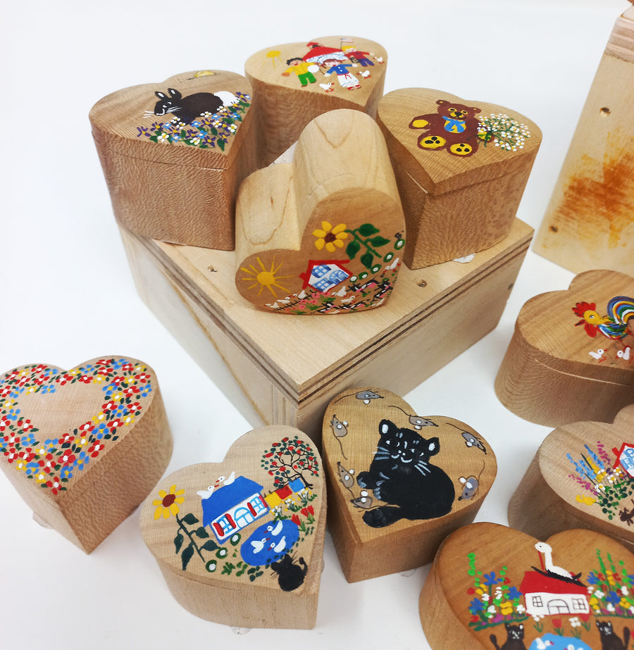 Hand Painted Heart Boxes by Birgit Moenig